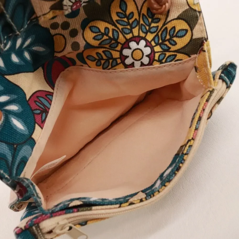 Rosetti Crossbody Handbag Women Multicolor Teal Brown Floral Lined Purse Bag